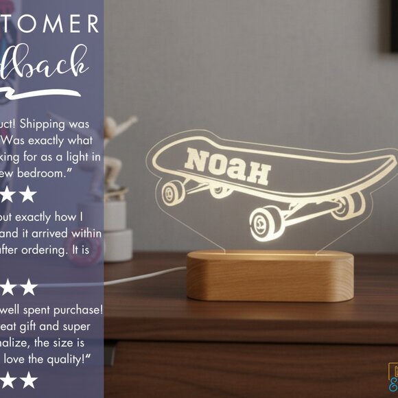 Custom Skateboarding LED Name Sign | Personalized Room Decor for Skaters - Picture 7 of 8